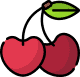 Two cherries on a green background, perfect for adding a touch of sweetness to your JB Syrups or Milkshake.